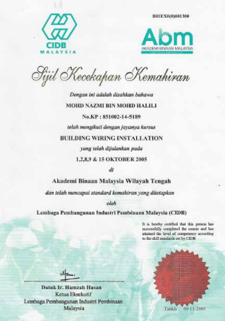 Certificate page 1